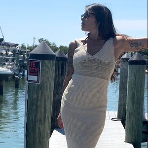 Cascade Knit Open Back Dress - crafted from natural fibers.